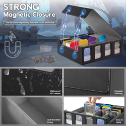 Card Storage Box, 3200+ MTG Deck Box with 12 Colorful Dividers & 4 Supporters,Wi - Image 4