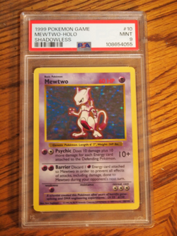 Pokemon 1999 Shadowless Base Mewtwo rare foil card, PSA 9 - Image 1