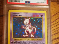 Pokemon 1999 Shadowless Base Mewtwo rare foil card, PSA 9 - Image 3