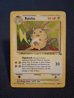 Pokemon TCG Raichu Fossil Holo Rare Card 14/62-MP - Image 1
