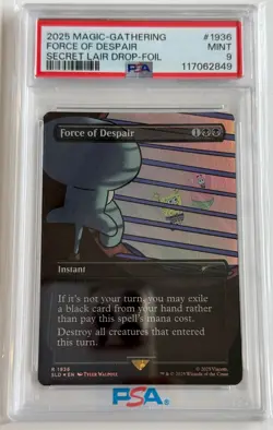 MTG Force of Despair FOIL SpongeBob Secret Lair Drop (SLD) Rare #1936 PSA 9 Mint - Image 1