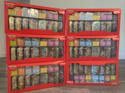 Lot Of 6 Pokemon TCG: Scarlet & Violet- Prismatic Evolutions 8 Pack Mini Tin Set - Image 1