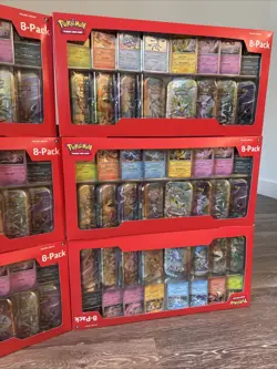 Lot Of 6 Pokemon TCG: Scarlet & Violet- Prismatic Evolutions 8 Pack Mini Tin Set - Image 3