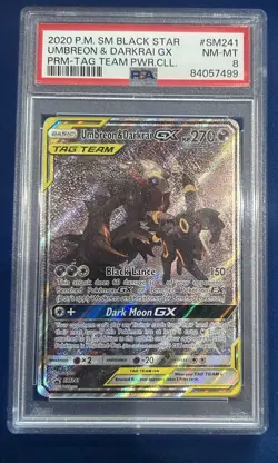 Umbreon & Darkrai GX SM241 Powers Collide Black Star Promo Holo PSA 8 🔥 Pokemon - Image 1