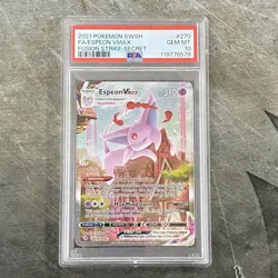 2021 POKEMON SWORD & SHIELD FUSION STRIKE SECRET FULL ART/ESPEON VMAX PSA 10 - Image 1