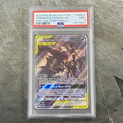 2020 POKEMON SM BLACK STAR PROMO TAG TEAM POWERS COLL UMBREON & DARKRAI GX PSA 9 - Image 1