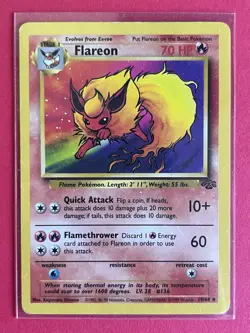 1999 Pokemon Jungle Flareon Unlimited #19/64 Non-Holo Rare HP+ - Image 1