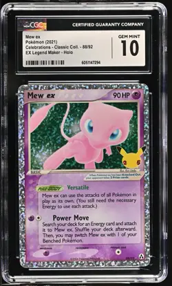 Pokemon GRADED 2021 Mew ex 88/92 Celebrations Classic Coll. EX Legend GM 10 CGC - Image 1