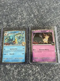 Destined Rivals Pokemon TCG Misty's Gyarados & Team Rocket's Mimikyu Cards Set - Image 1