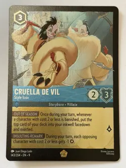 Cruella De Vil - Style Icon 143/204 Fabled Cold Foil 2025 Disney Lorcana Card NM - Image 1
