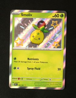 Pokemon Card TCG - Smoliv 102/091 - Paldean Fates - Baby Shiny Rare - NM ⭐ - Image 1
