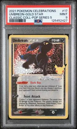 PSA 9 Umbreon Gold Star #17 2021 Pokemon Celebrations Classic Coll. MINT - Image 1