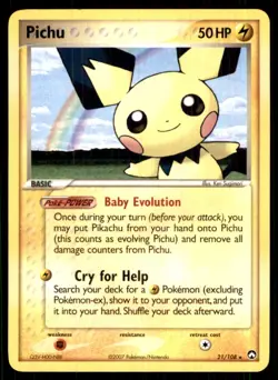 2007 EX - Power Keepers Pichu Basic/Rare #21 - Image 1