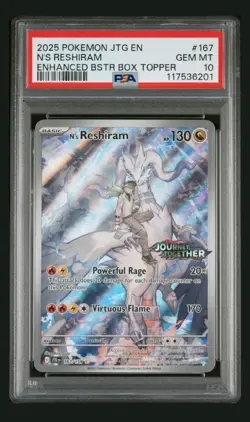 Ns Reshiram Stamped Promo PSA 10 2025 Pokemon Journey Together Box Topper - Image 1