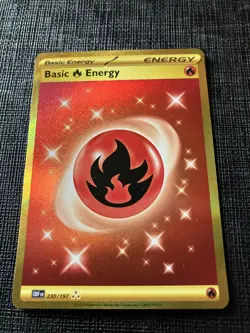 Pokemon TCG Basic Fire Energy 230/197 Obsidian Flames Gold Holo Card - Image 1