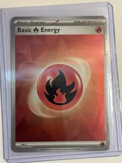 2025 Pokemon TCG Fire Energy 010 Prismatic Evolutions Cracked Ice Holo Card NM+ - Image 1