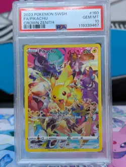 Pikachu #160 Crown Zenith - PSA 10 GEM MINT - Pokemon Card SWSH Full Art - Image 1