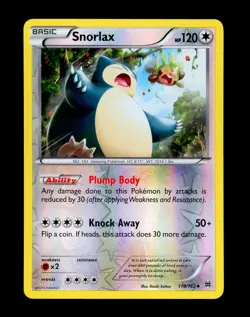 2015 Pokemon SNORLAX Breakthrough REVERSE HOLO Foil XY Set Card 118/162 - MINT - Image 2
