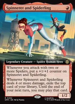 Spinneret and Spiderling - EXTENDED ART - Marvel's Spider Man - MTG - Image 1
