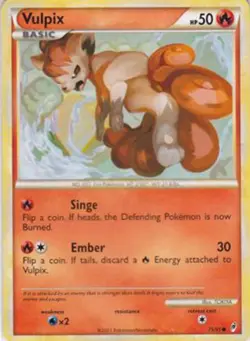 Moderately Played Vulpix - 75/95 - Common - Reverse Holo Pokemon Call of Legends - Image 1