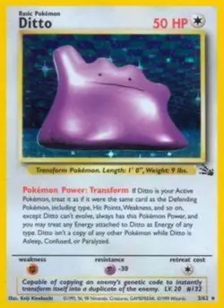 Lightly Played Ditto - 3/62 - Holo Rare - Unlimited Edition Pokemon Fossil - Image 1