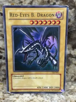 Yugioh! TCG Red-Eyes B. Dragon Ultra Rare SDJ-001 Heavy Played - Image 1