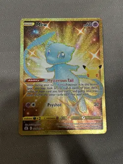 Pokemon SWSH Celebrations Shiny Golden Mew Card #25/25 2021 Fresh NM+ Condition - Image 1