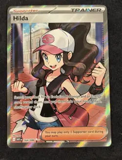 Hilda 164/086 Full Art Ultra Rare White Flare Holo Pokemon TCG Card NM Condition - Image 1