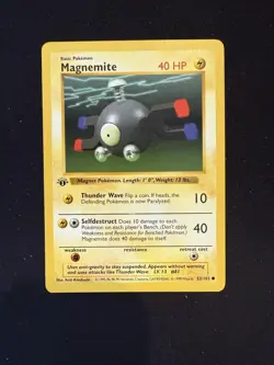 Pokemon Magnemite 53/102 1st Edition Shadowless Base Set Card Unplayed Near Mint - Image 1
