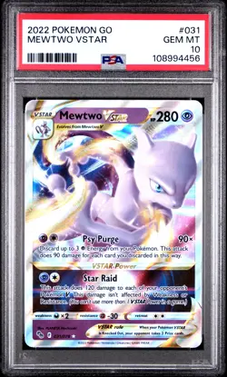 2022 Pokemon Go 31 Mewtwo Vstar Full Art PSA 10 Gem Mint - Image 1