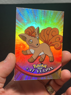 Topps Pokemon Series 1 Rainbow Foil Blue logo 1st print Vulpix #37 LP - Image 3