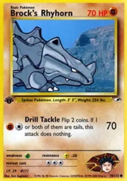 Hero Deal, English - 1 x Pokemon Brock's Rhyhorn - 70/132 - Common - 1st Edition - Image 1