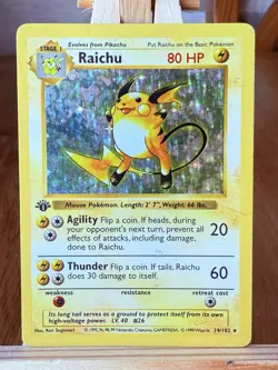 Pokemon TCG First Edition Holo Rare RAICHU 14/102 - Image 1