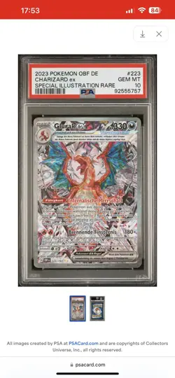 Pokemon Glurak Ex OBF 223 PSA 10 Charizard Obsidianflammen Obsidian Flames SIR - Image 3
