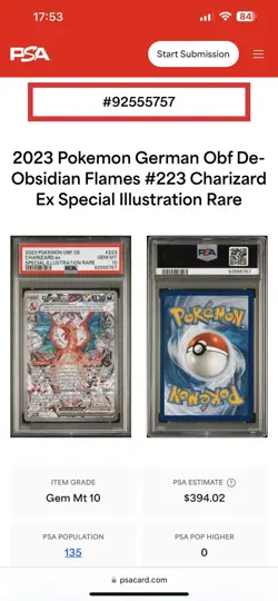 Pokemon Glurak Ex OBF 223 PSA 10 Charizard Obsidianflammen Obsidian Flames SIR - Image 5