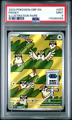 2023 POKEMON OBF EN-OBSIDIAN FLAMES 207 PIDGEY ILLUSTRATION RARE PSA 9 - Image 1
