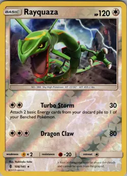 Rayquaza 106/145 Rare - Pokemon TCG SM: Guardians Rising - Reverse Holo (NM) - Image 1