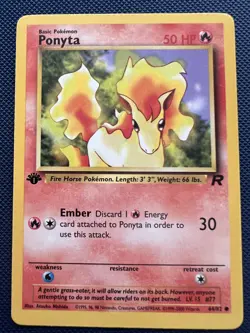 PONYTA 64/82 Common 1st Edition Team Rocket Pokemon Card NM - Image 1