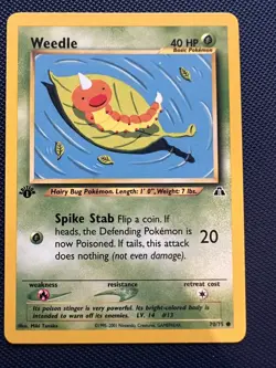 Weedle Neo Discovery 70/75 1st Edition Common Pokemon Card NM - Image 1