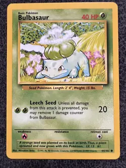 Bulbasaur 44/102 Common Pokemon Card NM - Image 1