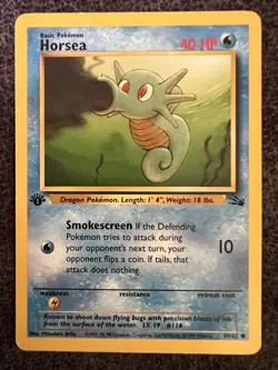Horsea 49/62 Common 1st Edition Pokemon Card Lightly Played - Image 1