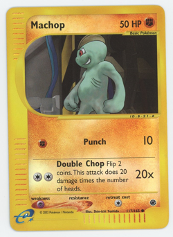 Machop 117/165 NM Reverse Holo Common Expedition Base Set Pokemon Card 2002 WOTC - Image 1
