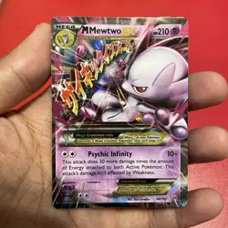 Pokemon M Mega Mewtwo EX Ultra Rare Holo TCG Card 64/162 XY Breakthrough - Image 1