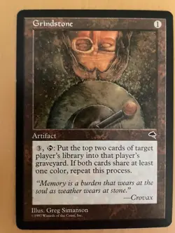 Grindstone Tempest MtG Magic Karte Schleifstein Vintage Mill library 1997 - Image 1