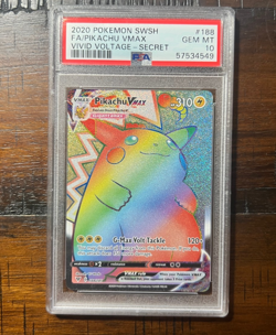 2020 Pokemon SWSH Vivid Voltage Pikachu VMAX 188/185 Secret Rare Rainbow PSA 10 - Image 1