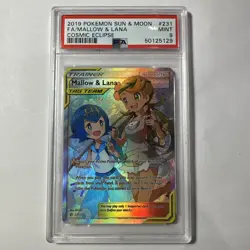 2019 POKEMON SM COSMIC ECLIPSE #231/236 MALLOW & LANA FULL ART ULTRA RARE PSA 9 - Image 1