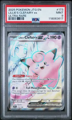 2025 POKEMON JTG EN-JOURNEY TOGETHER ULTRA RARE #173 LILLIE'S CLEFAIRY EX PSA 9 - Image 1
