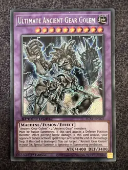 Yugioh Ultimate Ancient Gear Golem SGX1-END21 Secret Rare 1st Edition NM - Image 1