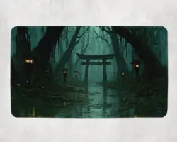 Kamigawa Swamp MTG Playmat Dark Forest Torii Gate Desk Mat - Image 1