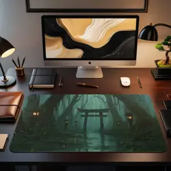 Kamigawa Swamp MTG Playmat Dark Forest Torii Gate Desk Mat - Image 2